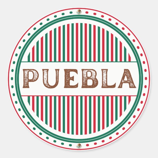 Puebla City Pride Emblem – Mexican Identity Runder Aufkleber (Vorderseite)