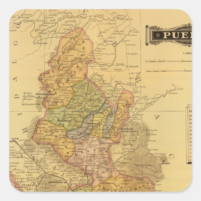 Puebla Quadratischer Aufkleber (Vorderseite)