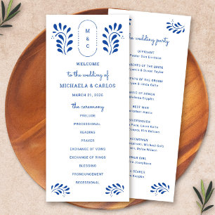 Puebla Style Blue Mexican Wedding Program Programm