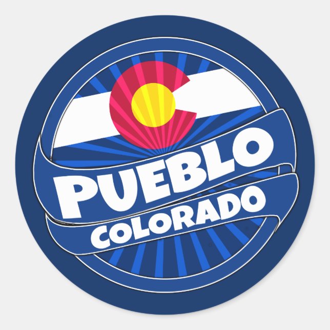 Pueblo Colorado Fahne platzt Aufkleber (Vorderseite)