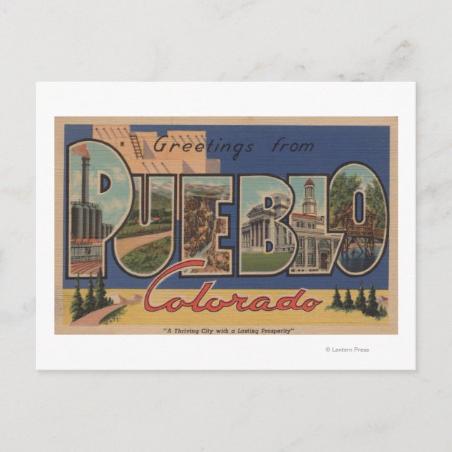 Pueblo, Colorado - Große Buchstabenszenen 2 Postkarte (Vorderseite)