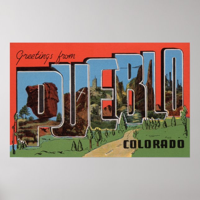 Pueblo, Colorado - Große Buchstabenszenen Poster (Vorne)
