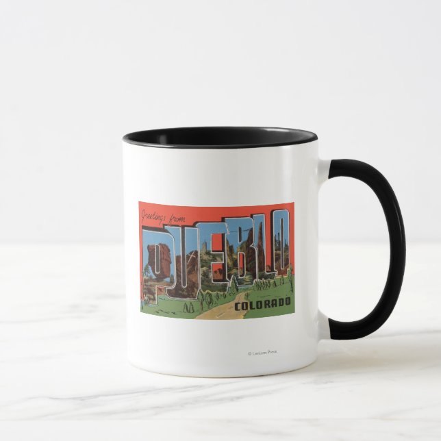 Pueblo, Colorado - Große Buchstabenszenen Tasse (Rechts)