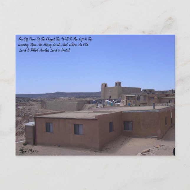 Pueblo Kapelle mit Friedhof zum Links Postkarte (Vorderseite)