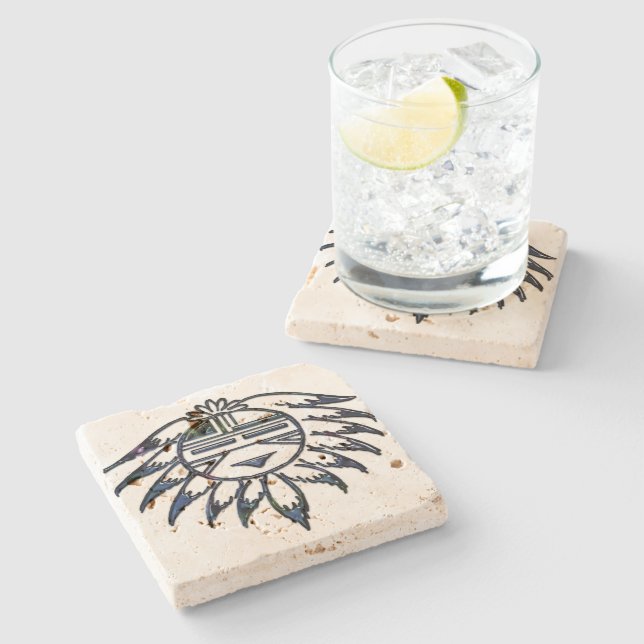 Pueblo Sun Native American Steinuntersetzer (Seitenansicht)