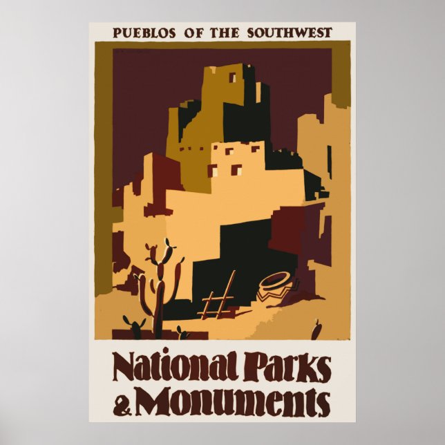 Pueblos des Südwestjahrstalts Reiseplakats Poster (Vorne)