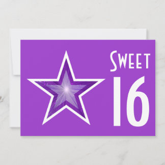 Puerple Star "Sweet 16" lila Einladung