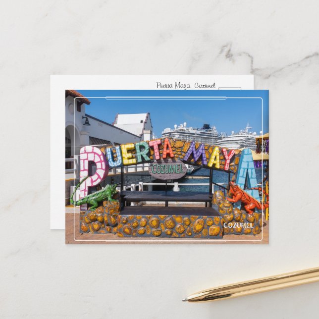 Puerta Maya Cozumel Postcard Postkarte (Vorderseite/Rückseite Beispiel)