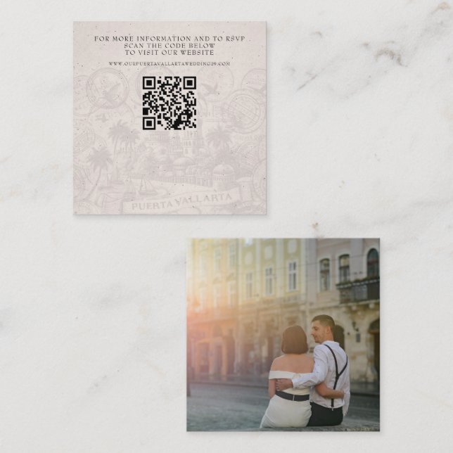 Puerta Vallarta Passport Wedding QR Begleitkarte (Vorne/Hinten)