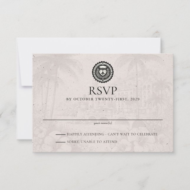 Puerta Vallarta Passport Wedding RSVP Card Karte (Vorderseite)