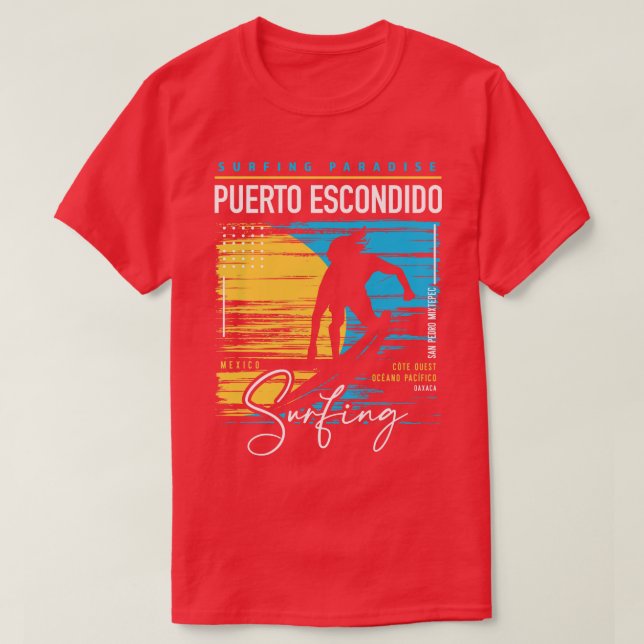 Puerto Escondido Vintages Surfparadies T-Shirt (Design vorne)