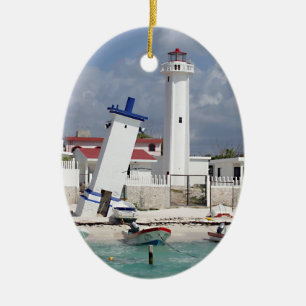 Puerto Morelos Leuchtturm Keramik Ornament