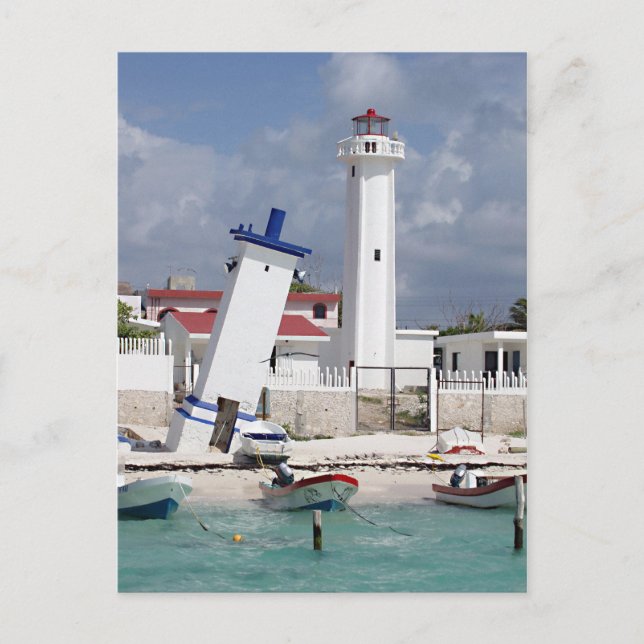 Puerto Morelos Leuchtturm Postkarte (Vorderseite)