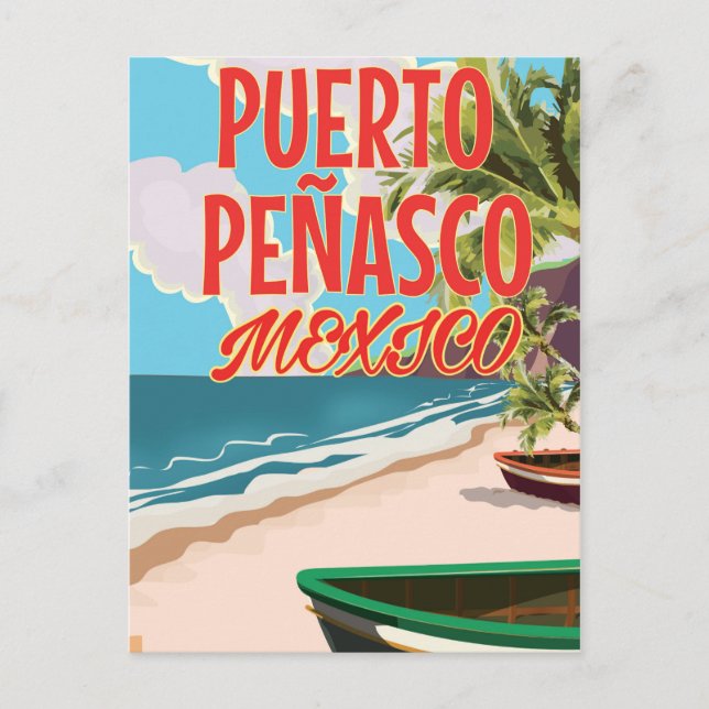Puerto Peñasco Beach Mexiko Reiseplakat Postkarte (Vorderseite)