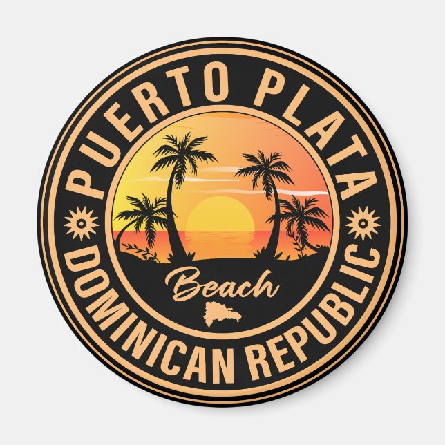 Puerto Plata Dominikanische Republik Retro Sunset  Magnet (Vorne)