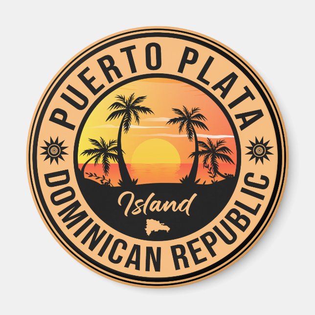 Puerto Plata Dominikanische Republik Retro Sunset Magnet (Vorne)