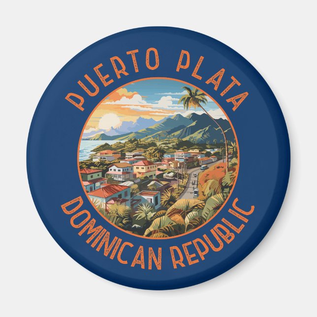 Puerto Plata Dominikanische Republik Sunset Retro Magnet (Vorne)