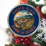 Puerto Plata Dominikanische Republik Sunset Retro Ornament Aus Metall<br><div class="desc">Puerto Plata retro Vektorgrafik Design. Puerto Plata,  offiziell bekannt als San Felipe de Puerto Plata,  ist eine große Küstenstadt in der Dominikanischen Republik und Hauptstadt der Provinz Puerto Plata.</div>