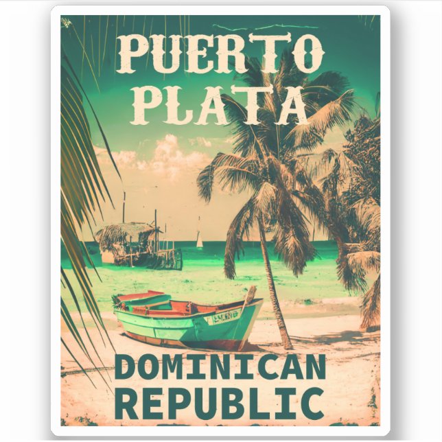 Puerto Plata Dominikanische Republik Vintag Retro  Aufkleber (Vorderseite)