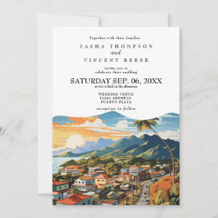 Puerto Plata Hochzeit Einladung Retro