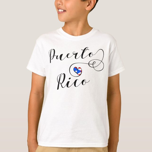 Puerto Rica Flaggenherz, Puerto Rico Design T-Shirt (Vorderseite)