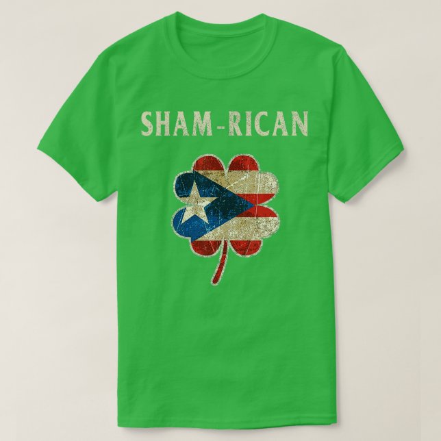 Puerto Rican Boricua Irish Kleeblatt Flag St Patri T-Shirt (Design vorne)