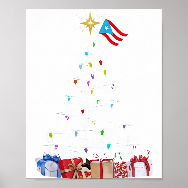 Puerto Rican Christmas Tree Lights Food Traditions Poster (Vorne)