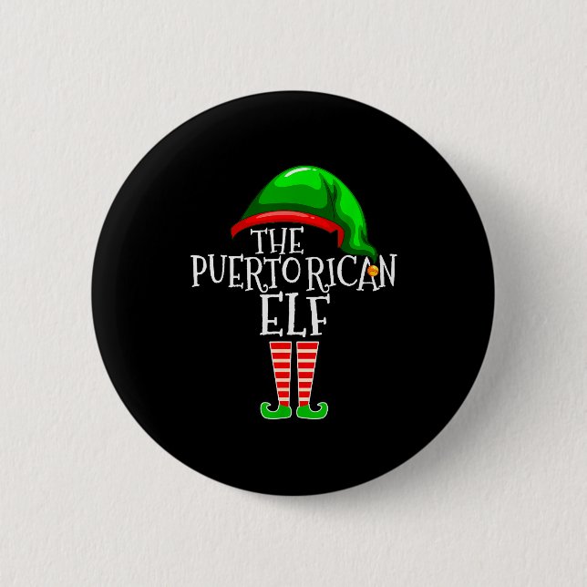 Puerto Rican Elf Family Matching Group Christmas G Button (Vorderseite)