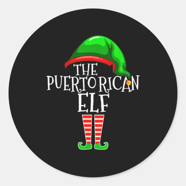 Puerto Rican Elf Family Matching Group Christmas G Runder Aufkleber (Vorderseite)