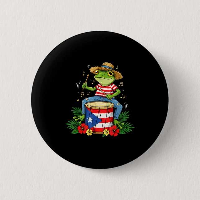 Puerto Rican Flag Coqui Frog Puerto Rico Hispanic  Button (Vorderseite)
