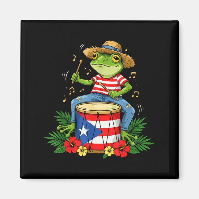 Puerto Rican Flag Coqui Frog Puerto Rico Hispanic  Magnet (Vorne)