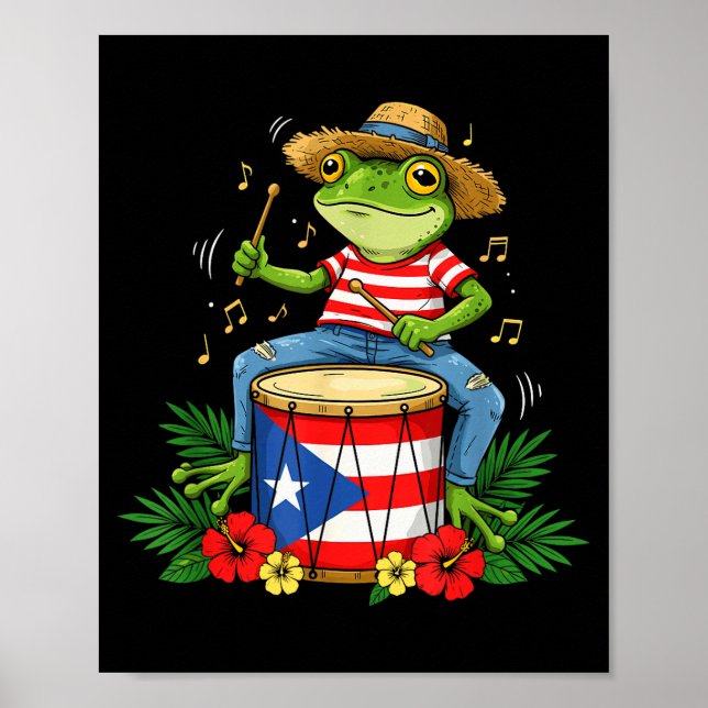 Puerto Rican Flag Coqui Frog Puerto Rico Hispanic  Poster (Vorne)