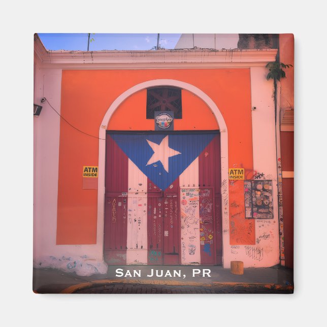 Puerto Rican Flag (Old San Juan, PR Street Art) Magnet (Vorne)