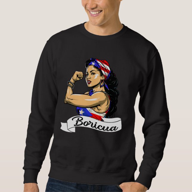 Puerto Rican Girl Boricua Puerto Rico Flag Pride W Sweatshirt (Vorderseite)
