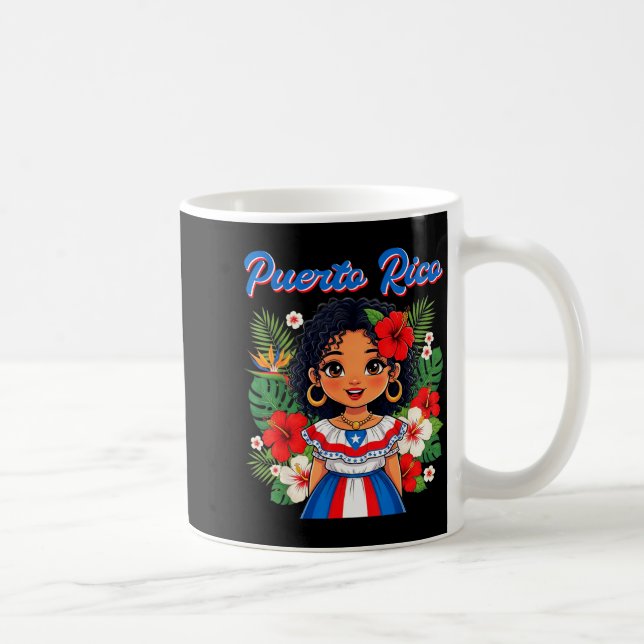 Puerto Rican Girl Culture Pride Cute Girl Traditio Kaffeetasse (Rechts)