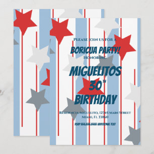 Puerto Rican Hispanic Latin Birthday Party Stars Einladung