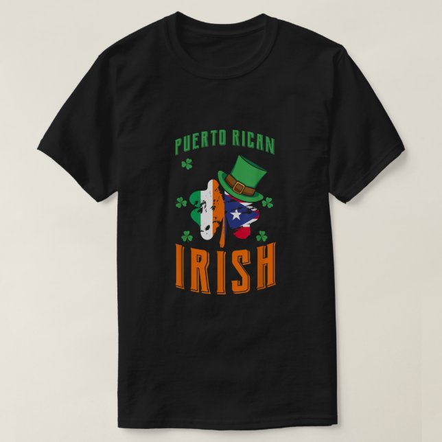 Puerto Rican Irish Flag Hat Kleeblatt St Patricks  T-Shirt (Design vorne)