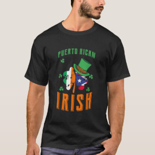 Puerto Rican Irish Flag Hat Kleeblatt St Patricks  T-Shirt