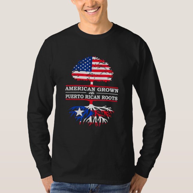Puerto Rican Roots American Ground Flag T-Shirt (Vorderseite)