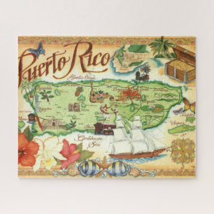 Puerto Rico 16x20 Karte Puzzle