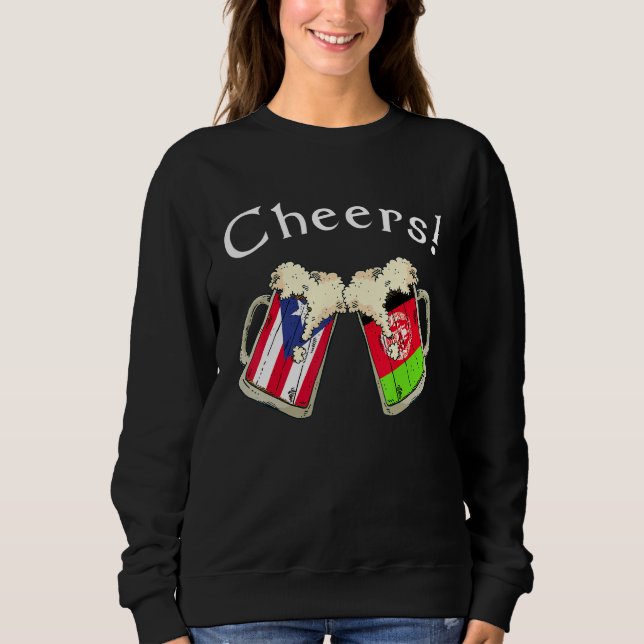 Puerto Rico Afghanistan Flag Cheers Beer Grown Pat Sweatshirt (Vorderseite)