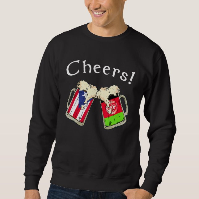 Puerto Rico Afghanistan Flag Cheers Beer Grown Pat Sweatshirt (Vorderseite)