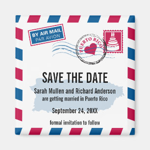 Puerto Rico Air Mail Wedding speichern Sie das Dat Magnet