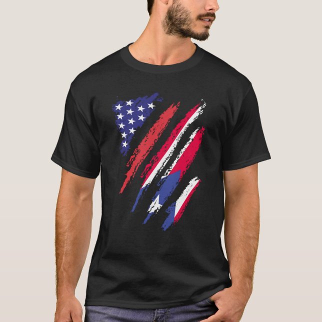 Puerto Rico American Grown Flag USA Patriot Herita T-Shirt (Vorderseite)