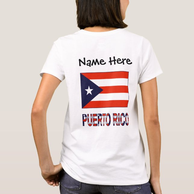 Puerto Rico and Puerto Rican Flag with Your Name T-Shirt (Rückseite)