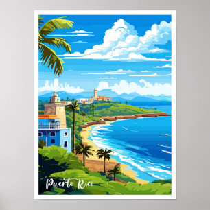 Puerto Rico Beach Art Collection Poster