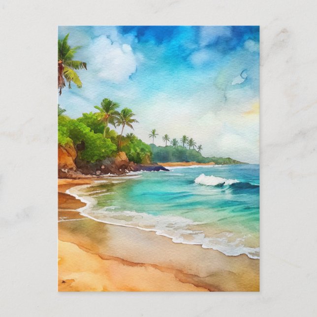Puerto Rico Beach Watercolor Postkarte (Vorderseite)