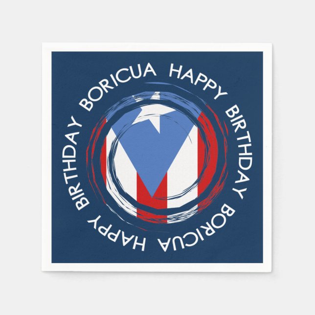 Puerto Rico Birthday Flag Serviette (Vorderseite)