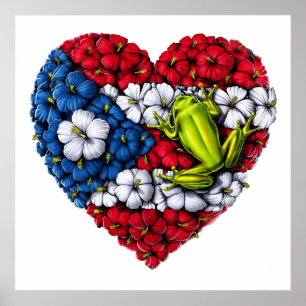 Puerto Rico Bloral Heart Poster
