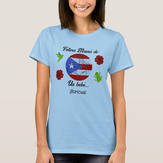 Puerto Rico Boricua Babydusche Mama T-Shirt (Vorderseite)